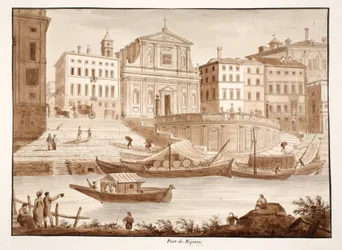 Port of Ripetta, 1833 (etsning med brun tvätt)